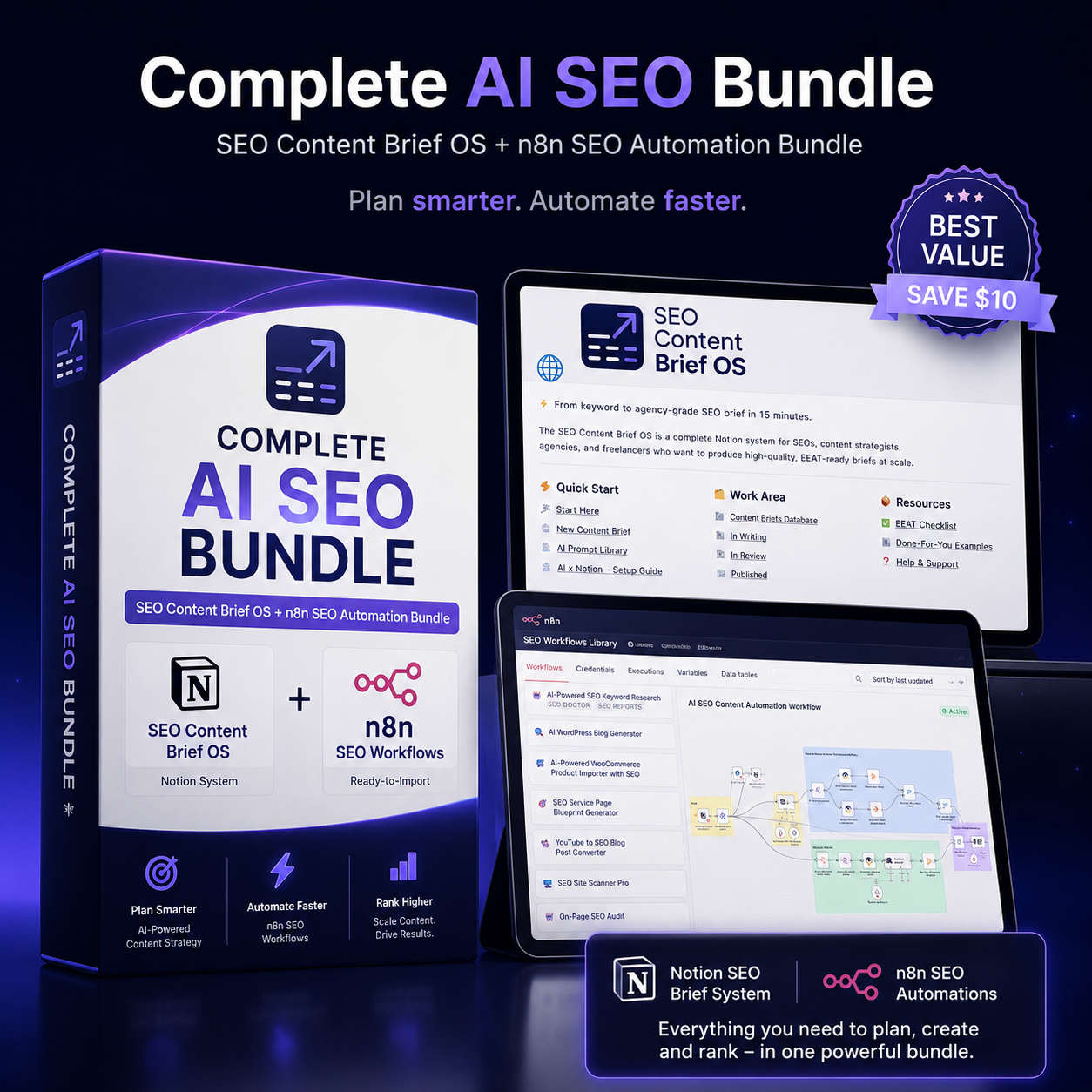 Complete AI SEO Bundle | SEO Brief OS + n8n Workflows